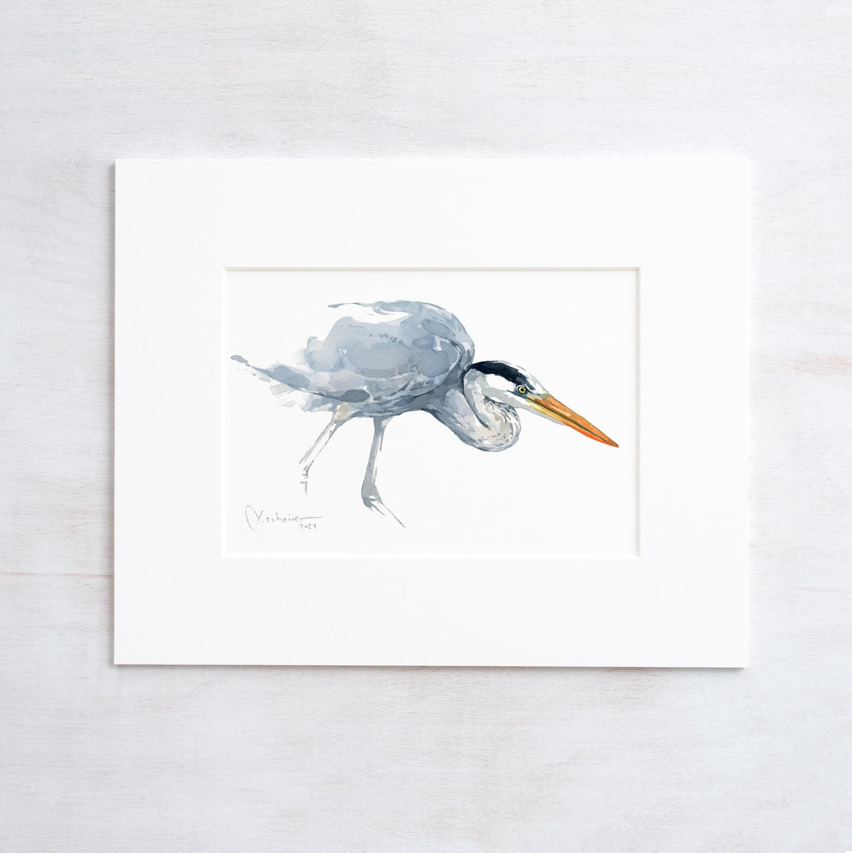 Great Blue Heron Watercolor Print
