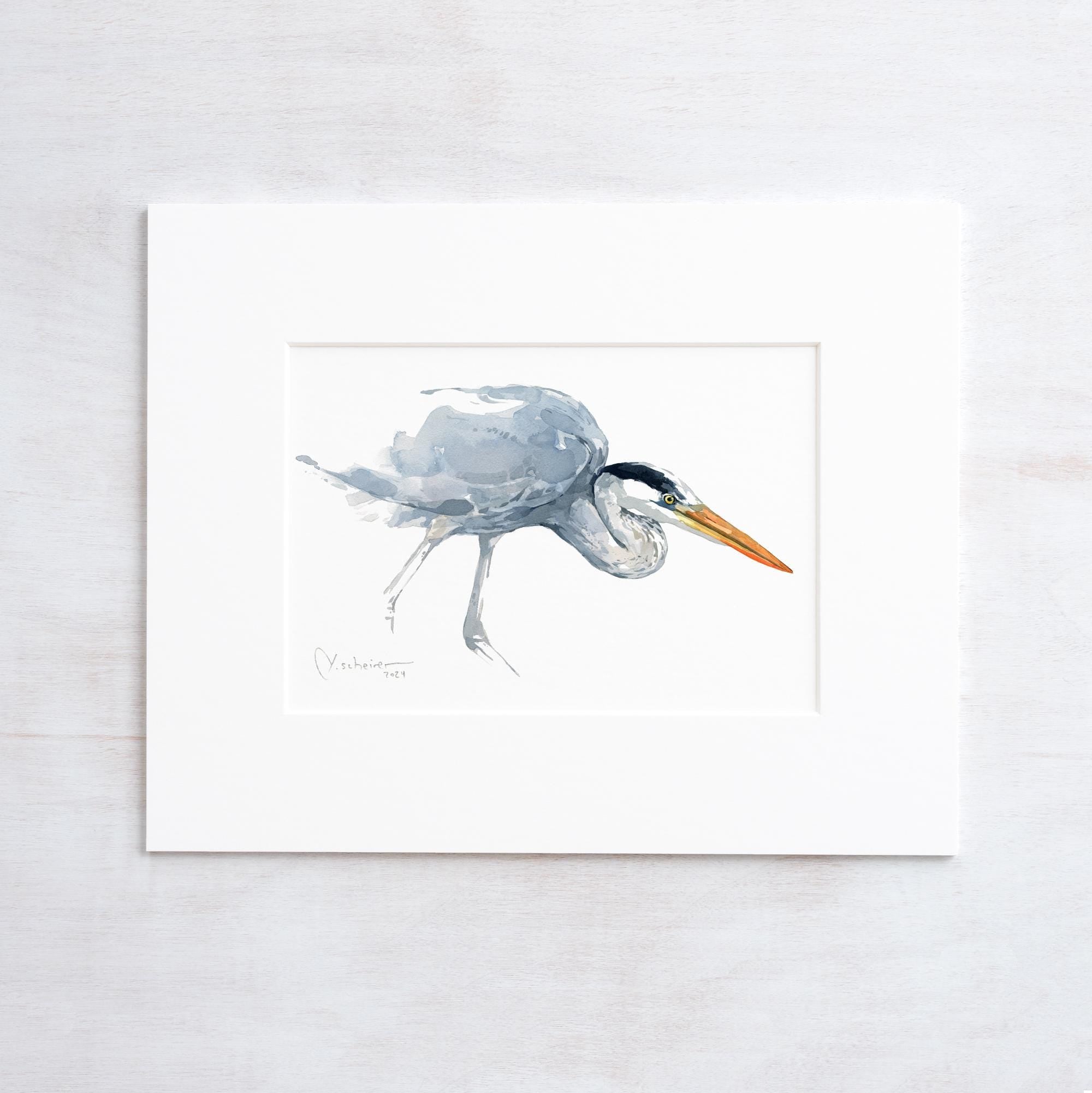 Great Blue Heron Watercolor Print