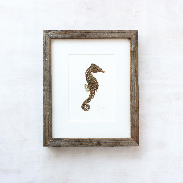 Lined Seahorse Framed Original Watercolor Painting