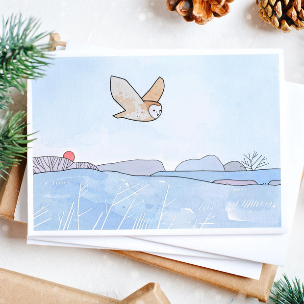 Owls Christmas Holiday Card Set II