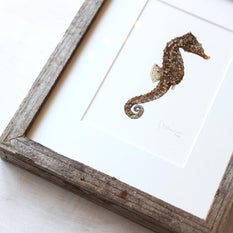 Lined Seahorse Framed Original Watercolor Painting