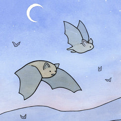 Bats and Armadillo Southwest Desert Print