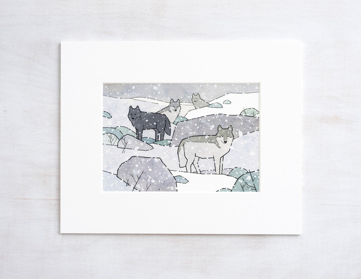 Wolf Pack Watercolor Art Print: Graphic Animal Room Decor