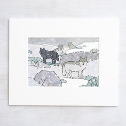 Wolf Pack Watercolor Art Print: Graphic Animal Room Decor