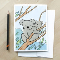 Koala Bear and Joey Watercolor Card