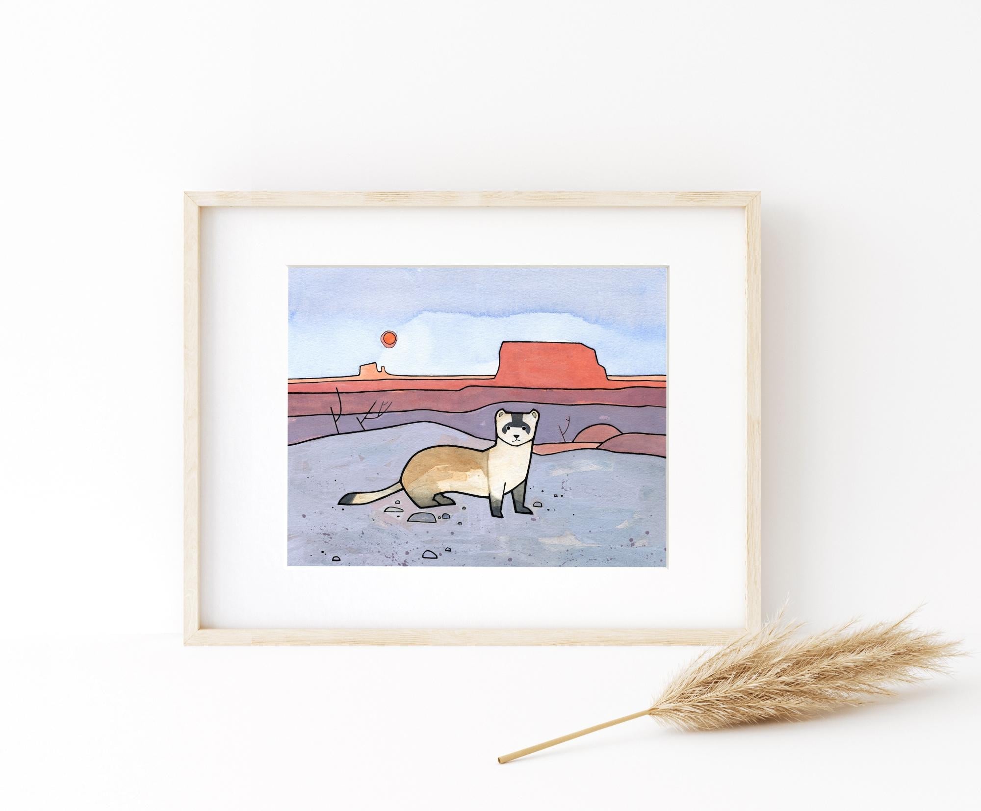 Black Footed Ferret Print Kids Room Decor Watercolor Illustration