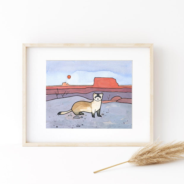 Black Footed Ferret Print Kids Room Decor Watercolor Illustration