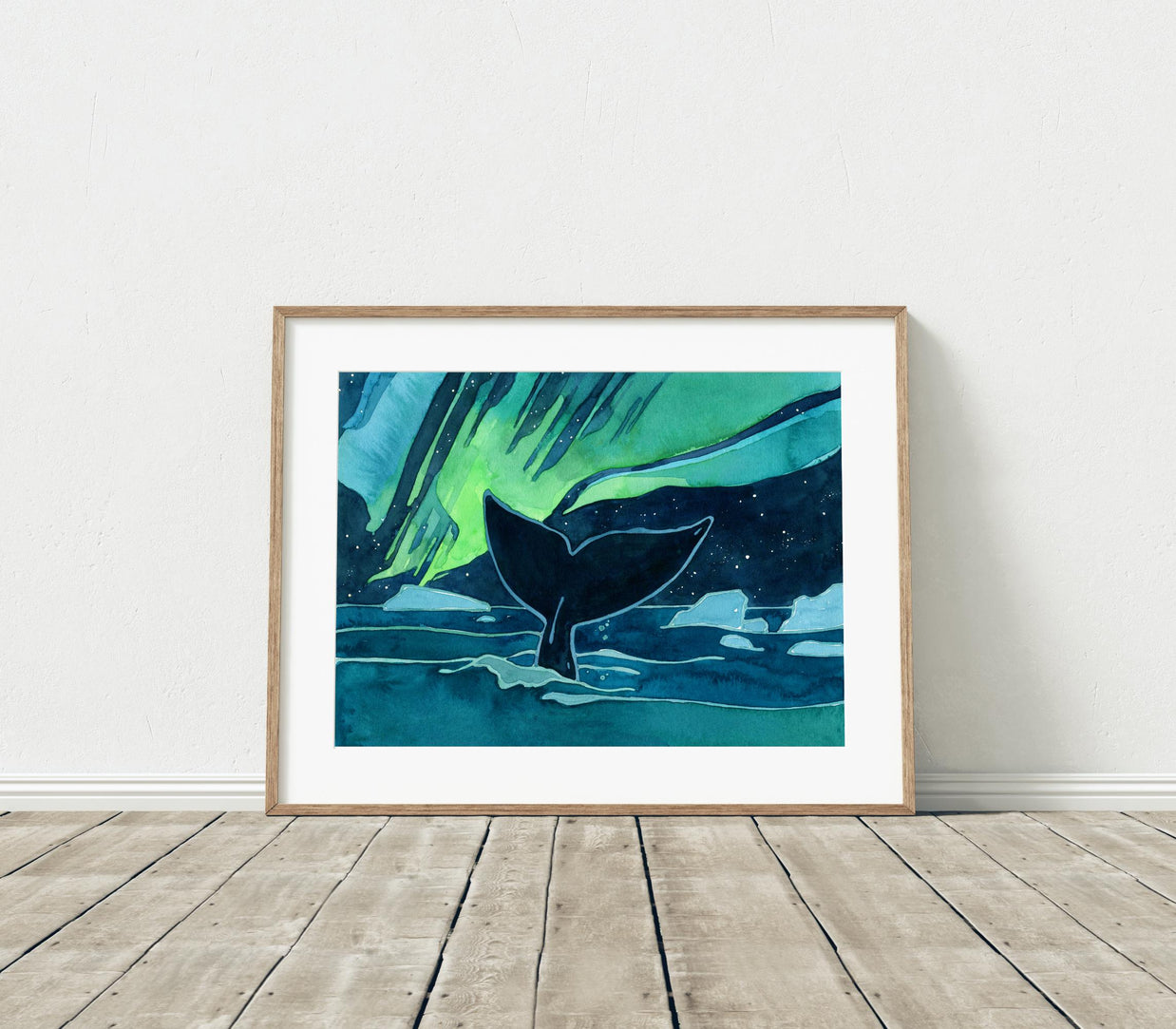 Bowhead Whale Northern Lights Print