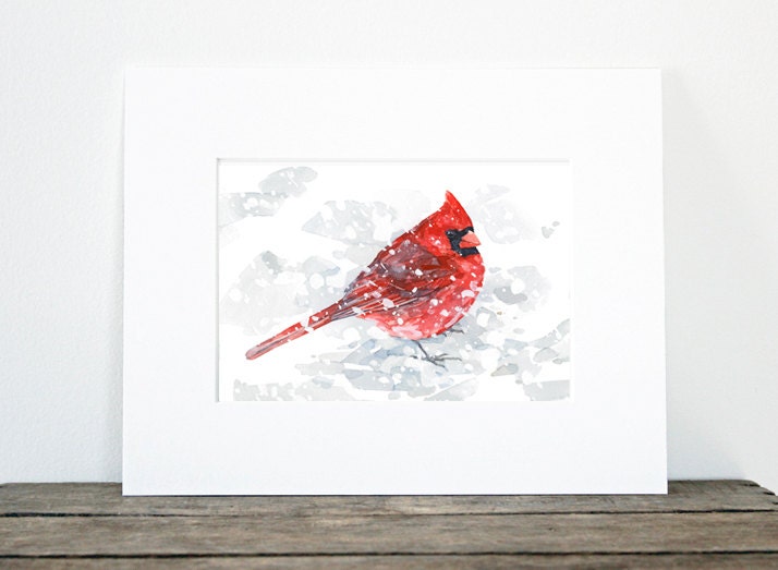 Red Cardinal in Snow Print
