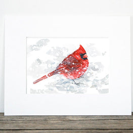 Red Cardinal in Snow Print