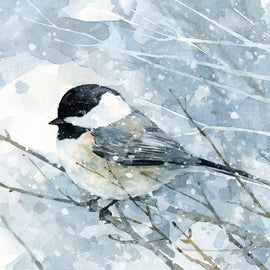 Chickadee in Snow Print