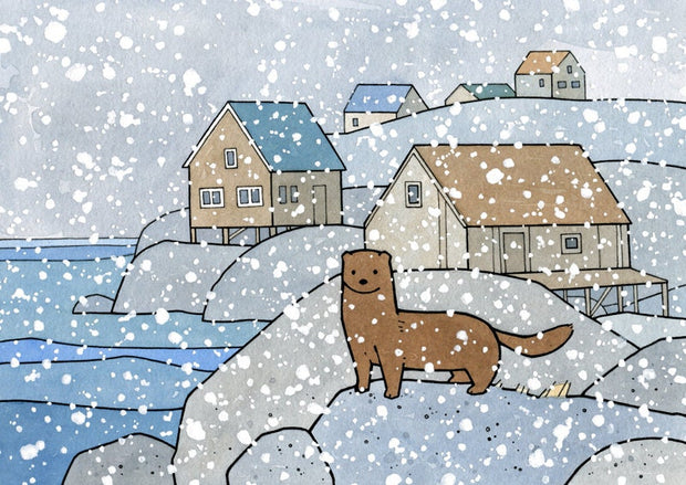 Mink Holiday Card Whimsical Nature Christmas Card