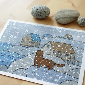 Mink Holiday Card Whimsical Nature Christmas Card