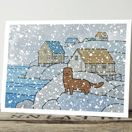 Mink Holiday Card Whimsical Nature Christmas Card