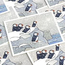 Puffins in Snow Card Set