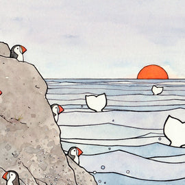 Whale Tails and Puffins Print