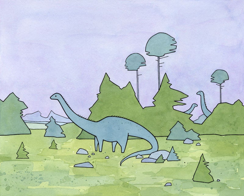 Diplodocus Dinosaur Nursery Print