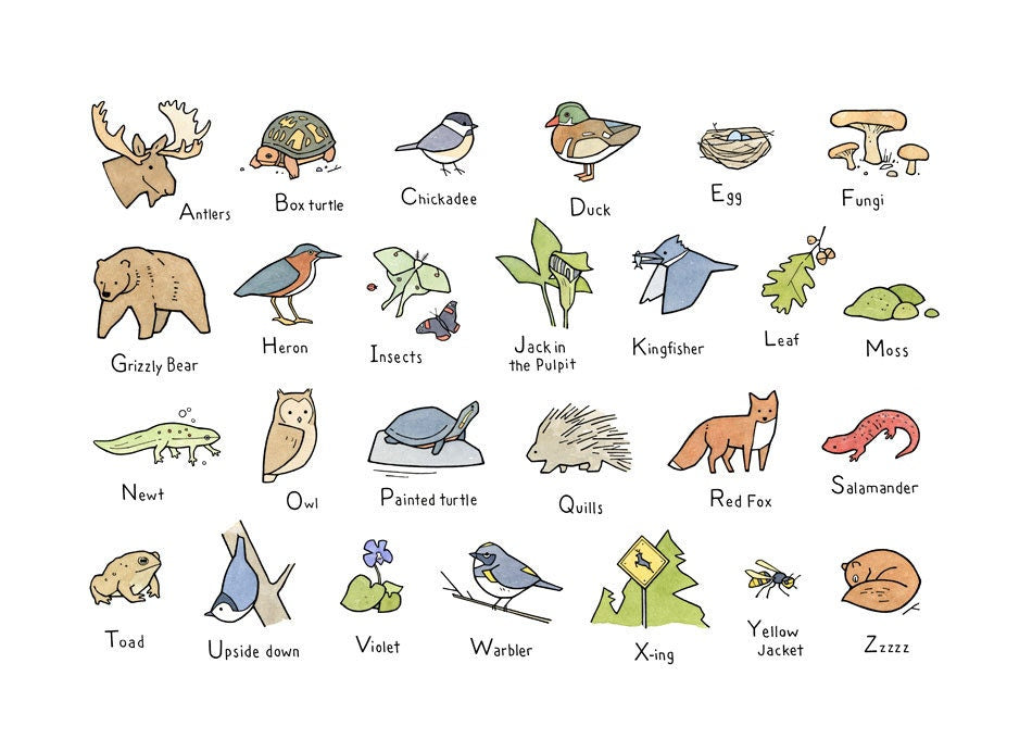 Woodland Alphabet Print