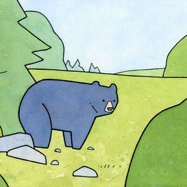 Black Bear Art Print: Whimsical Woodland Decor