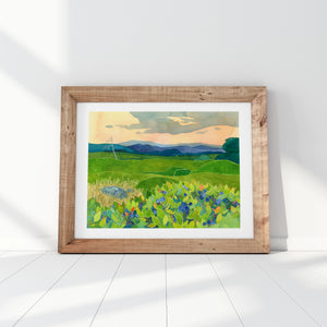 Wild Blueberries Landscape Painting Watercolor Print
