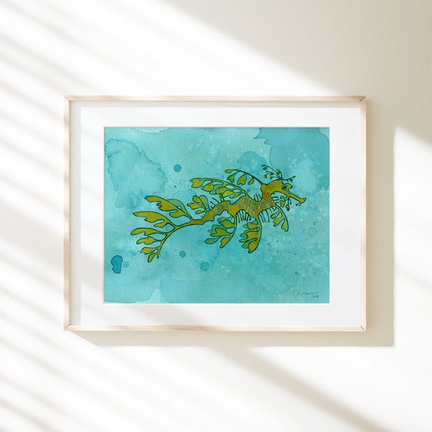 Leafy Sea Dragon Art Print Ocean Nursery Animal Watercolor Illustration