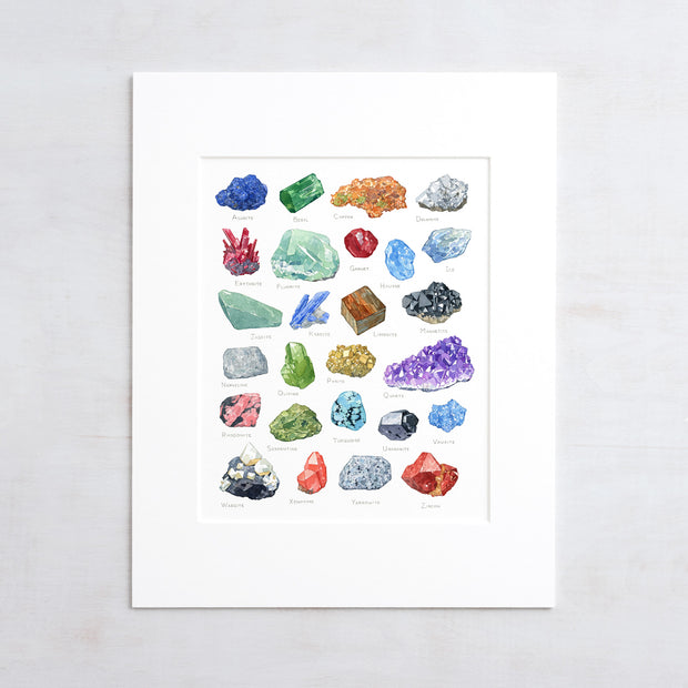 Minerals Alphabet Watercolor Print