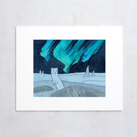 Ermine Weasel Northern Lights Print