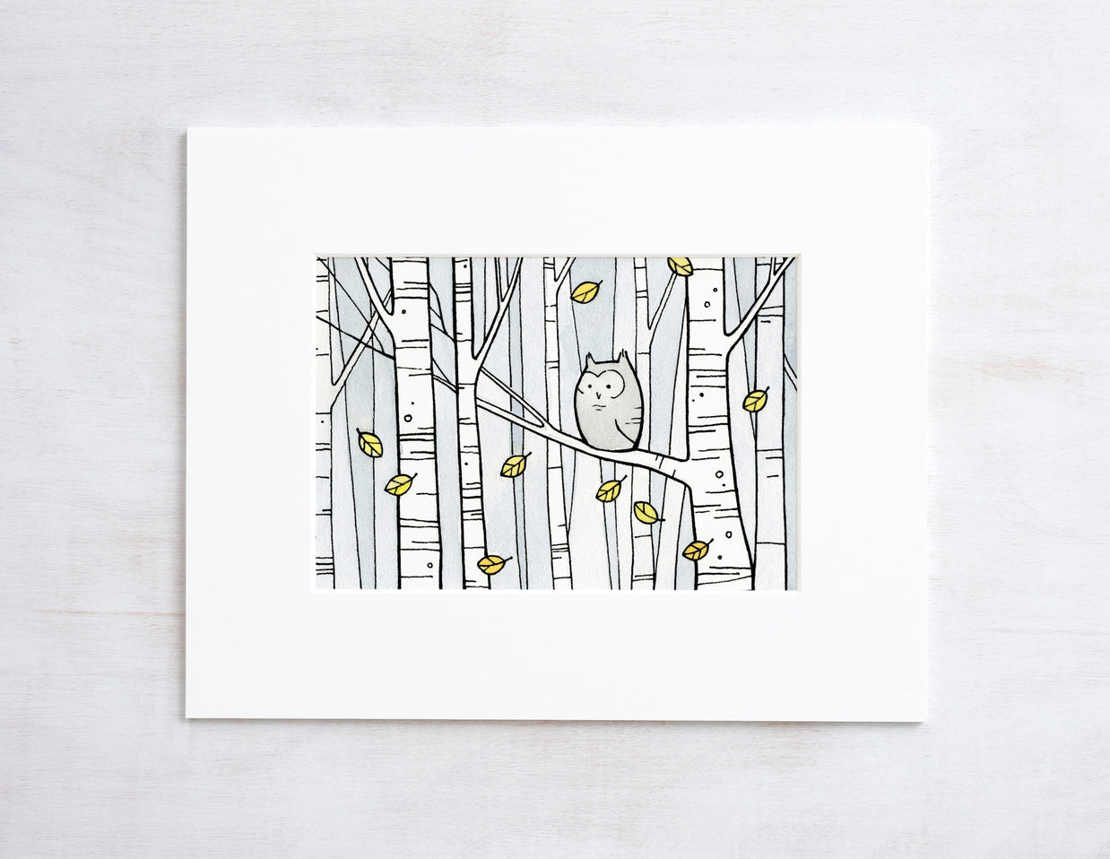 Screech Owl Birch Tree Print
