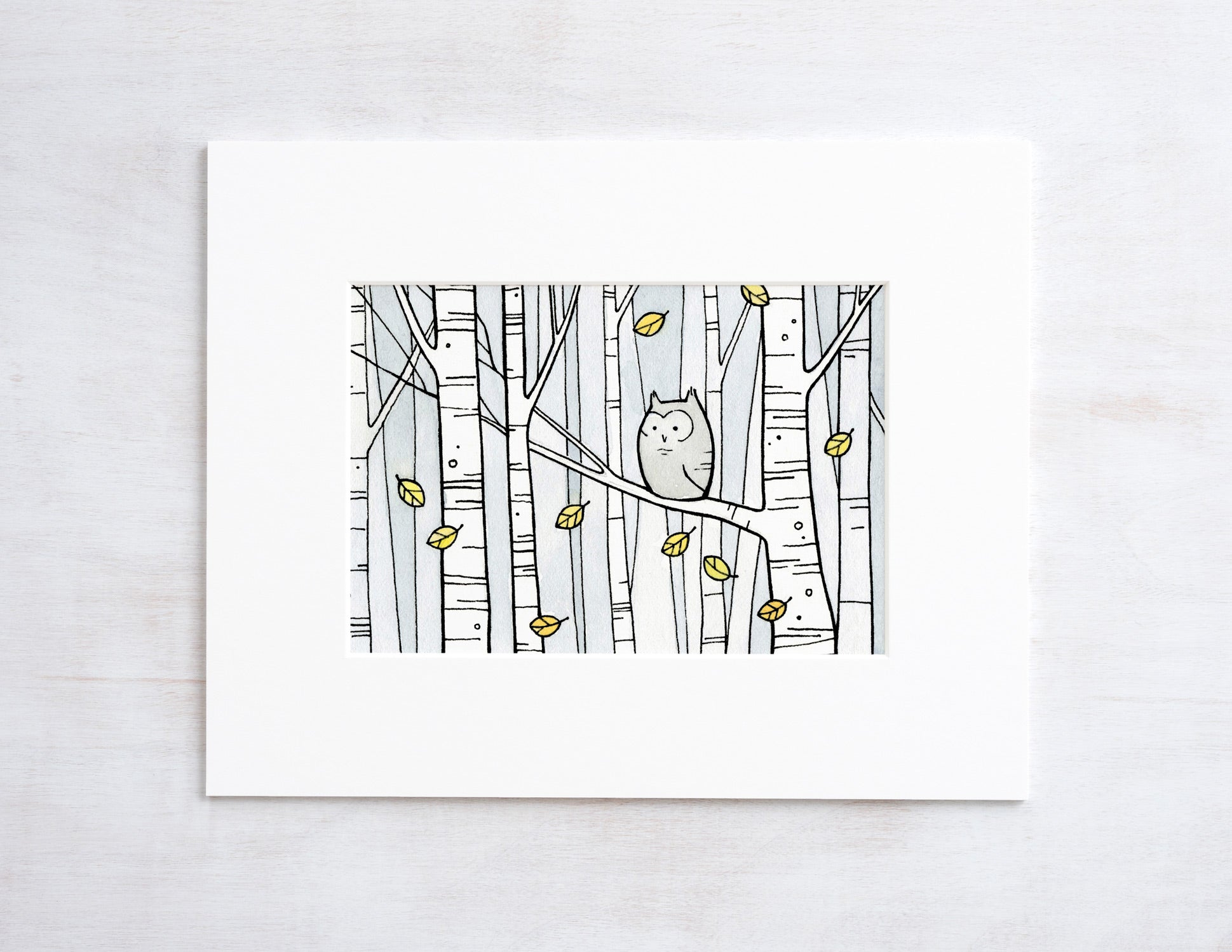 Screech Owl Birch Tree Print