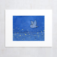 Owl and Fireflies Print