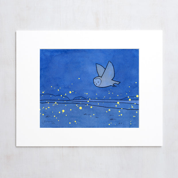 Owl and Fireflies Print