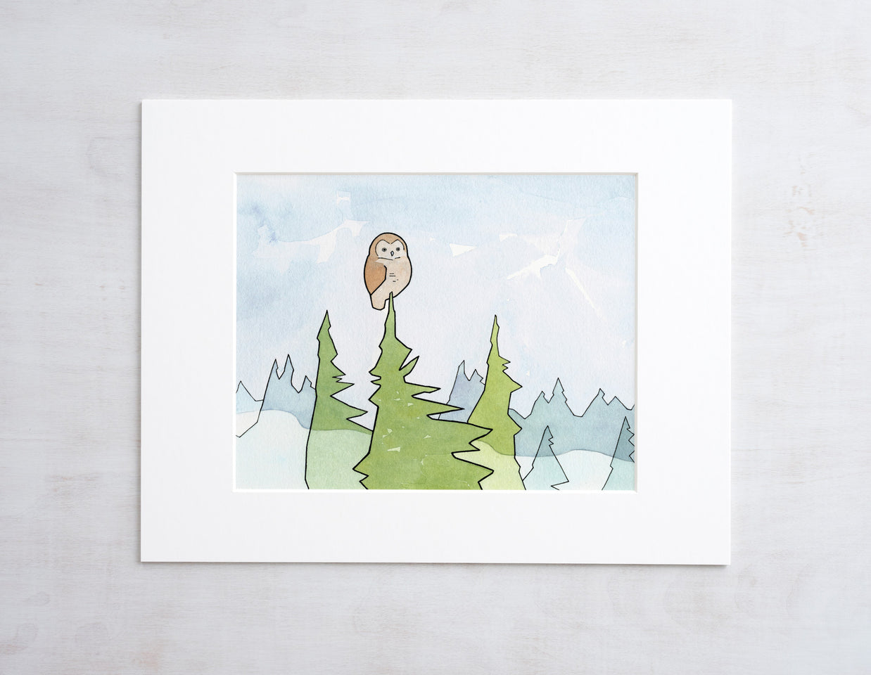 Owl, Pines & Fog Print