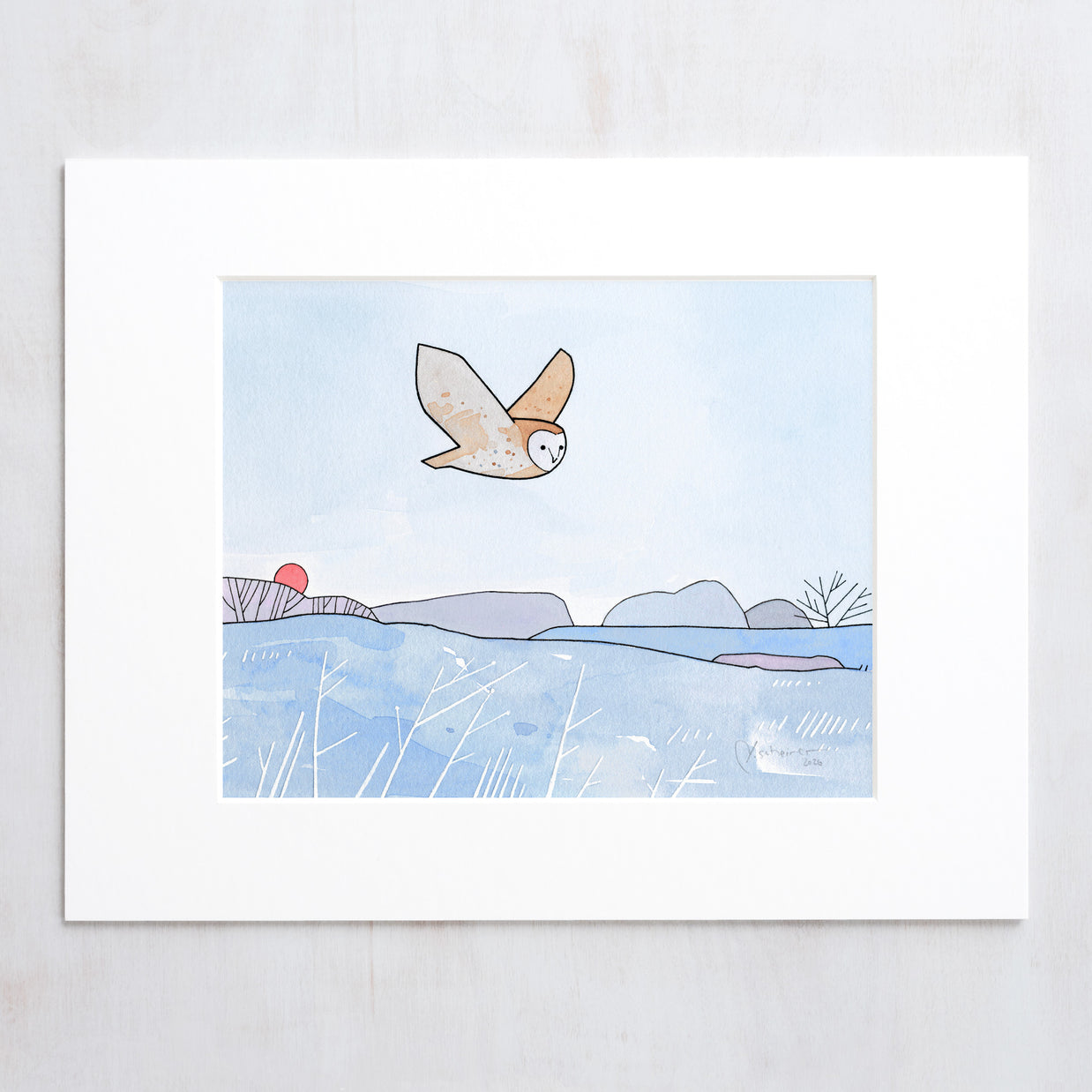 Flying Barn Owl Frost Print
