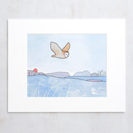 Flying Barn Owl Frost Print