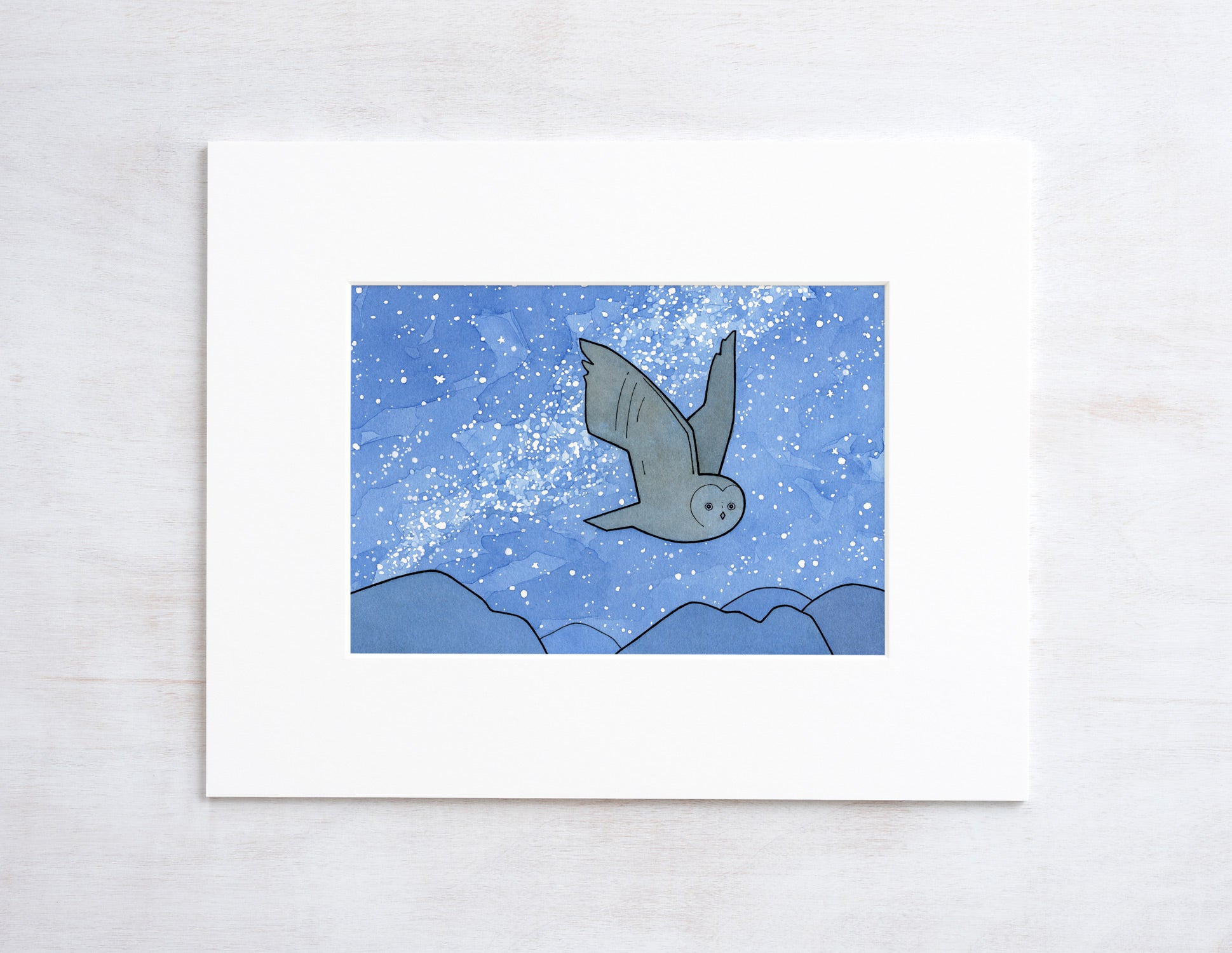 Flying Owl and Milky Way Print