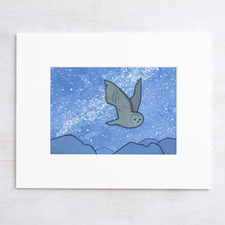 Flying Owl and Milky Way Print