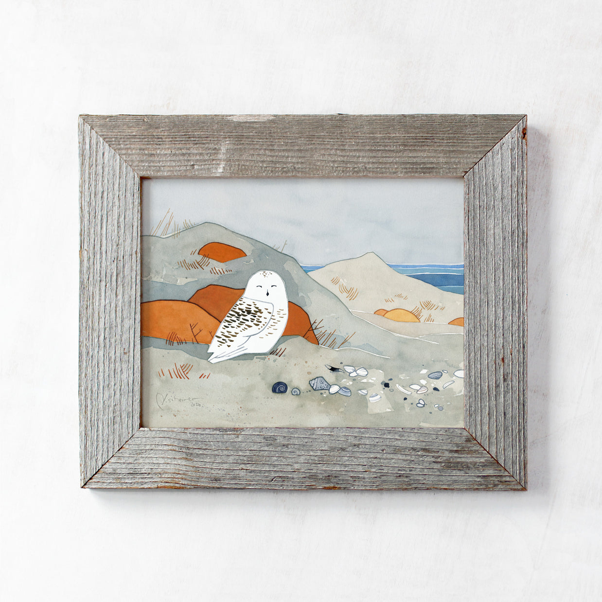 Snowy Owl Winter Beach Print