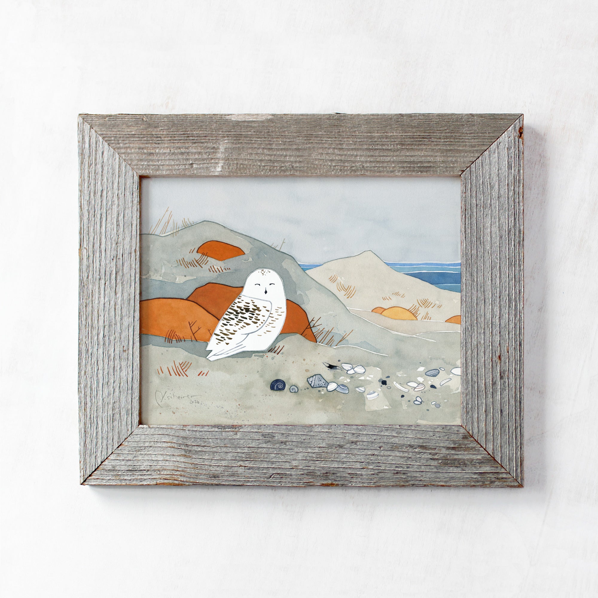 Snowy Owl Winter Beach Print