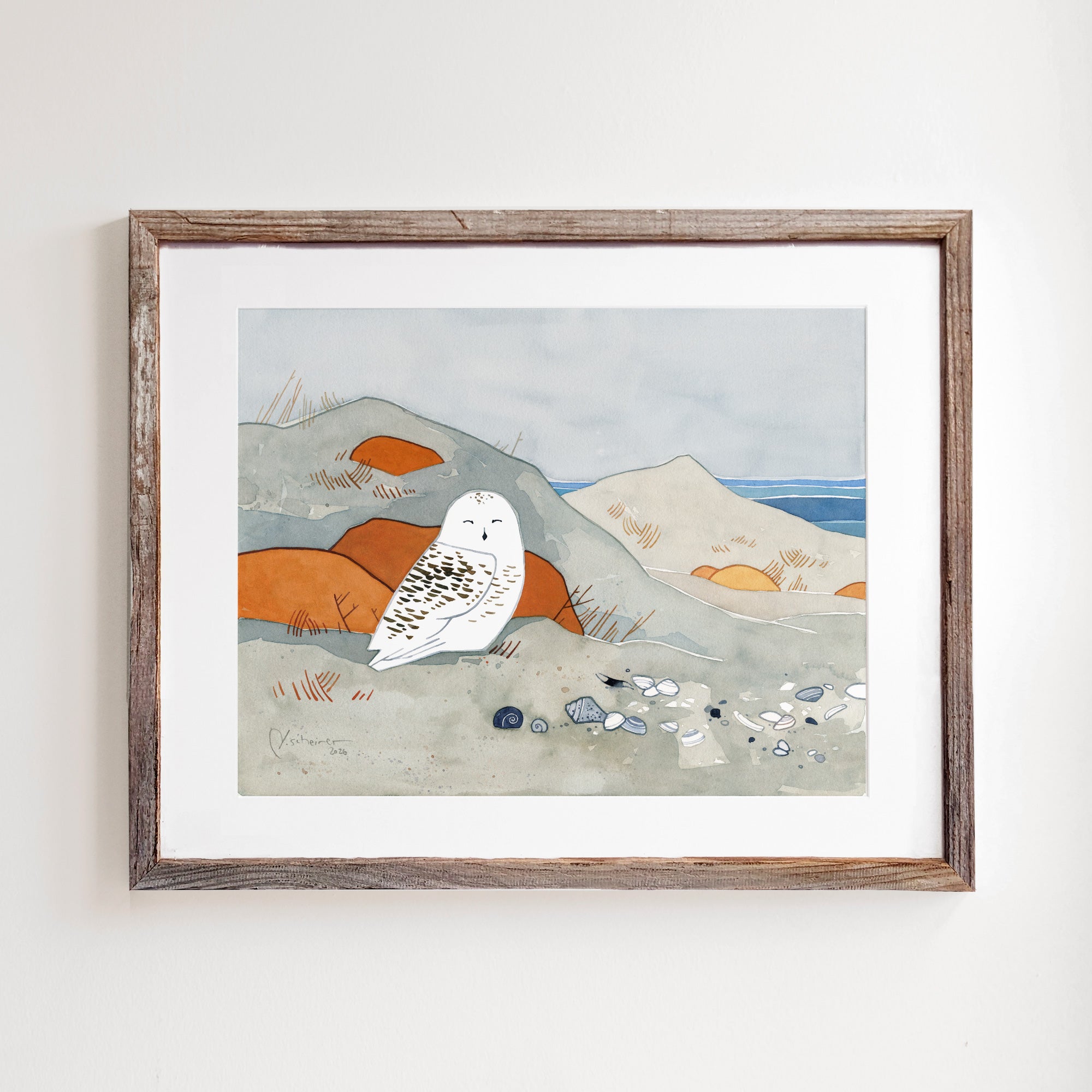 Snowy Owl Winter Beach Print