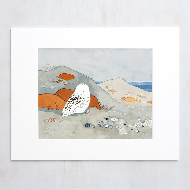 Snowy Owl Winter Beach Print