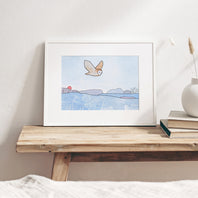 Flying Barn Owl Frost Print