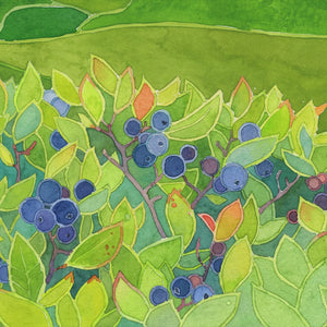 Wild Blueberries Landscape Painting Watercolor Print