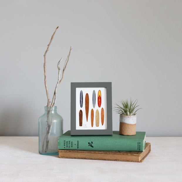 Framed Mini Vintage Surfboards Print Tabletop Frame