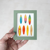 Framed Mini Vintage Surfboards 70s and 80s Print