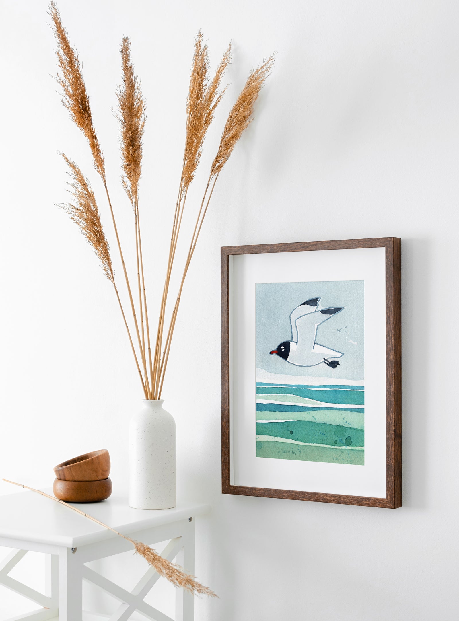 Laughing Gull Beach Art Print, Seashore Wall Art Ocean Decor
