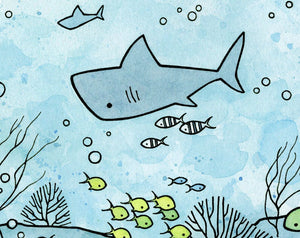 Sharks Kids Room Decor, Ocean Art, Reefs