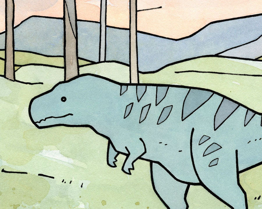 T Rex Print Dinosaur Decor, Dinosaur Kids Room Wall Art