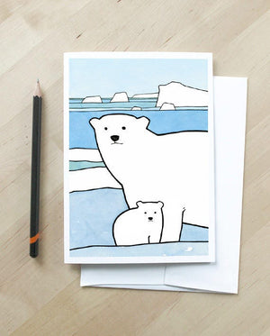 Baby Polar Bear Card, Winter Baby Animal Illustration Card