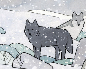 Wolf Nursery Decor, Wolf Pack Wall Art Print, Watercolor Illustration, Kids Wall Decor