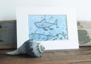 Shark Nursery Illustration Print, Ocean Art for Kids Room, Whimsical Under the Sea Art